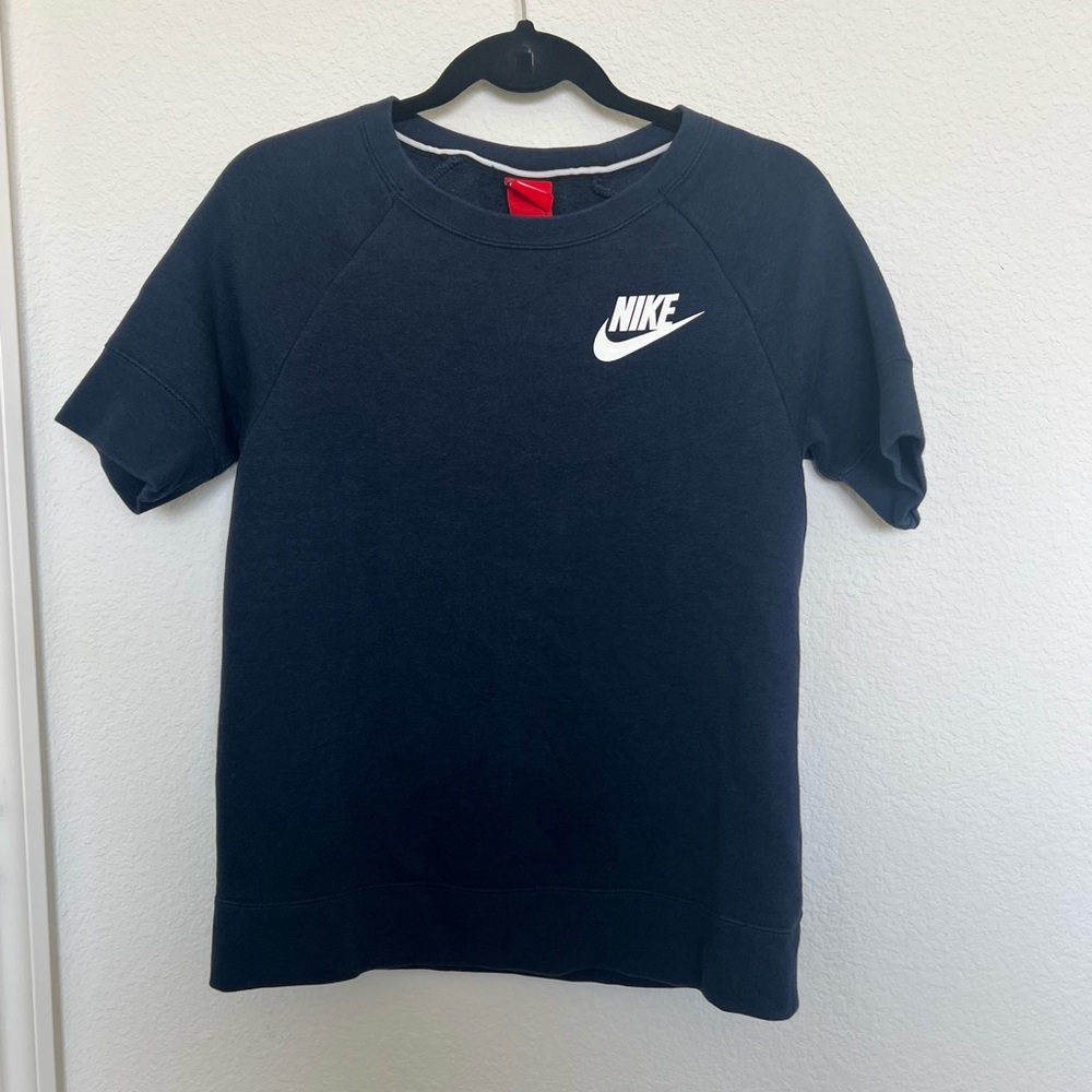 Nike Women's Short Sleeve Crew Sweatshirt Navy Blue